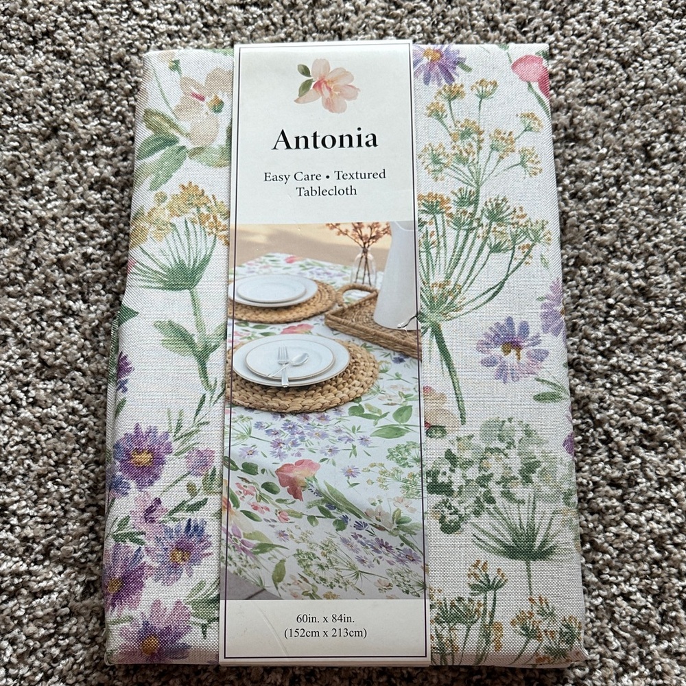 60” x 84” Floral Watercolor Tablecloth